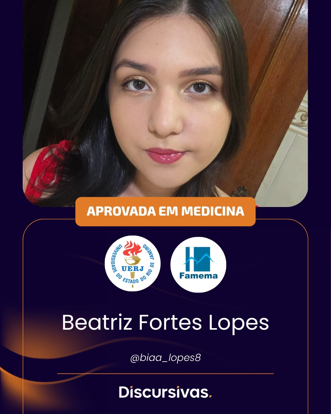 Beatriz Fortes Lopes, aprovada em medicina