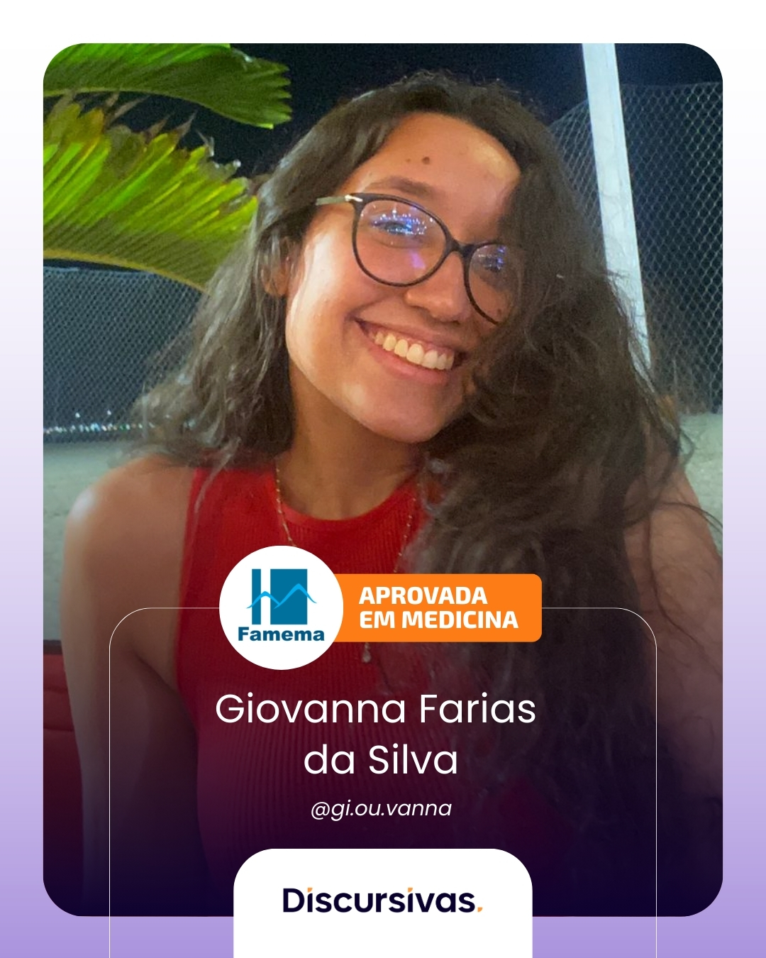 Giovanna Farias da Silva, aprovada em medicina