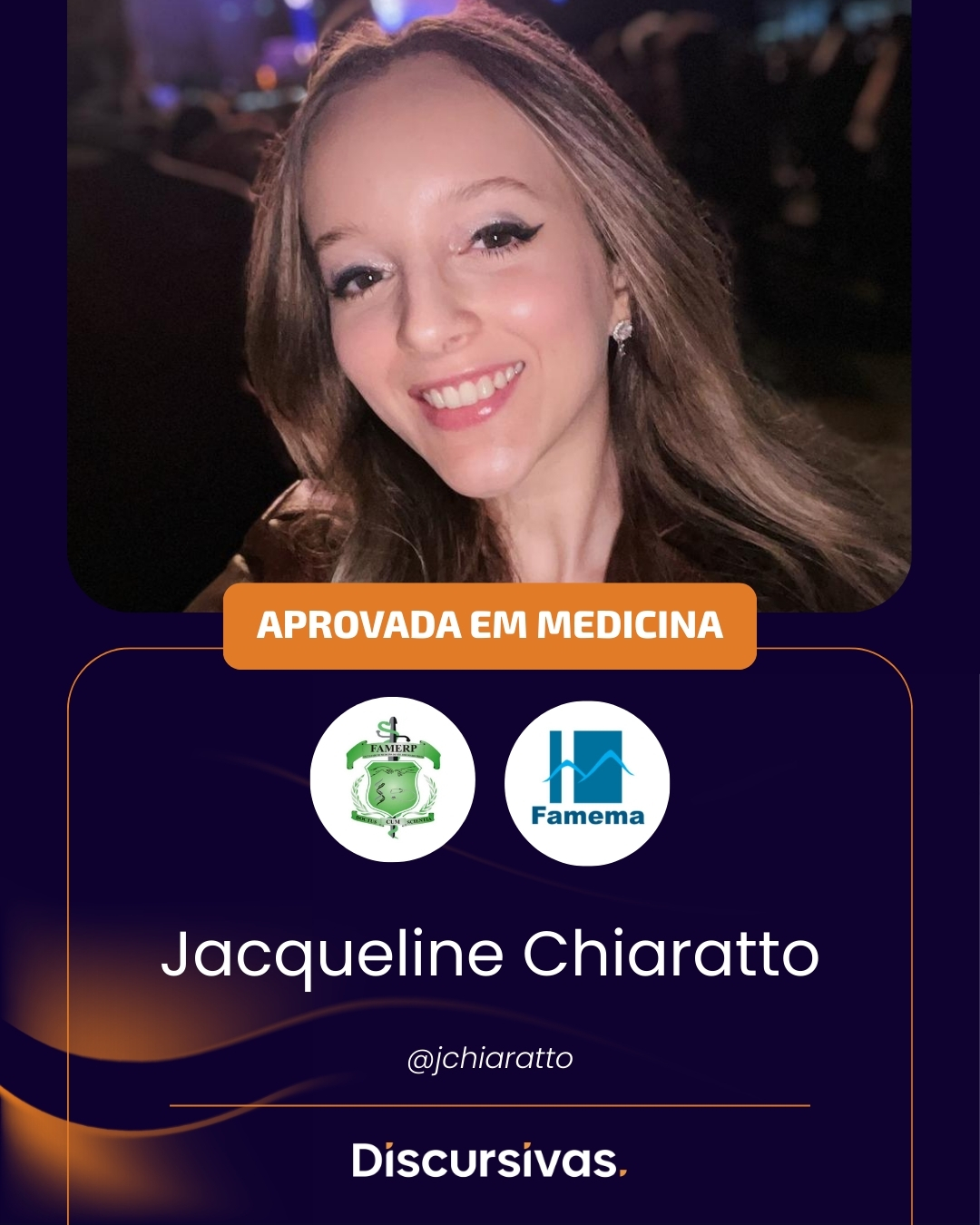 Jacqueline Chiaratto, aprovada em medicina