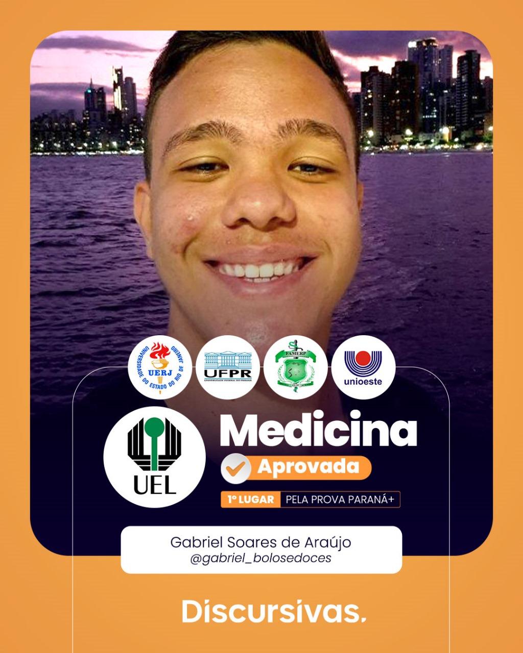 Gabriel Soares de Araújo, aprovado em Medicina