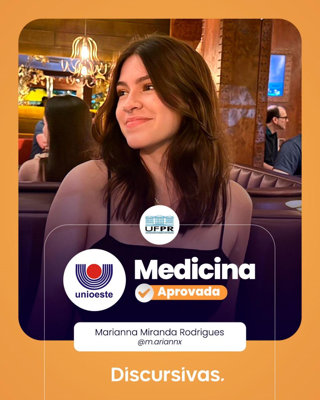 Marianna Miranda Rodrigues, aprovada em Medicina